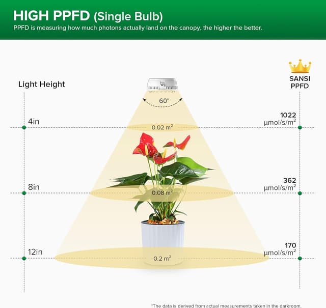 Detalle de SANSI LED Pflanzenlampe für Zimmerpflanzen, 10W (150W Äquivalent) Vollspektrum, 2-Kopf mit Timer & dimmbar