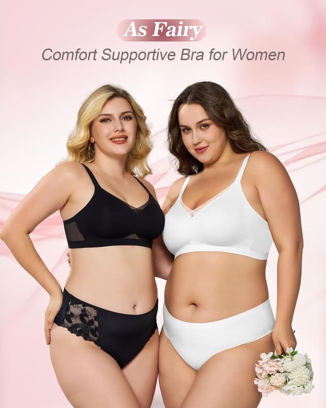 Detalle de As Fairy Wireless Non-Wired Bra – Seamless V-Neck Mesh Criss-Cross Back Push-Up