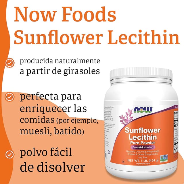 Thumbnail 4 de Now Foods Sunflower Lecithin 🌻 - Puro Vegano 454g Libre de Gluten