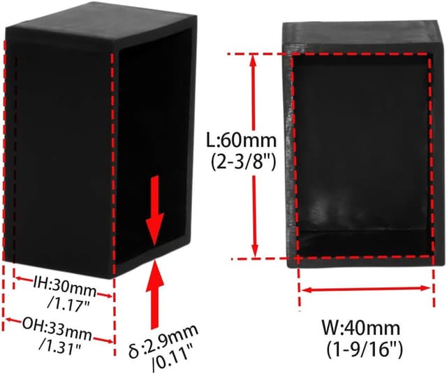 Detalle 2 de Flyshop Stuhlbeinkappen Silikon 40x60 mm