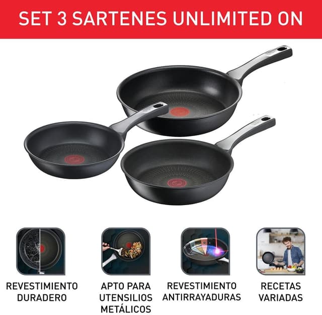 Thumbnail 2 de Tefal Unlimited On - Juego 3 Sartenes Antiadherentes