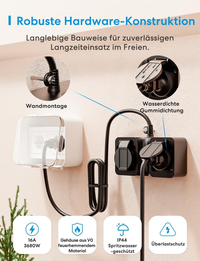 Detalle de Meross WLAN Steckdose Outdoor mit 1,5 m