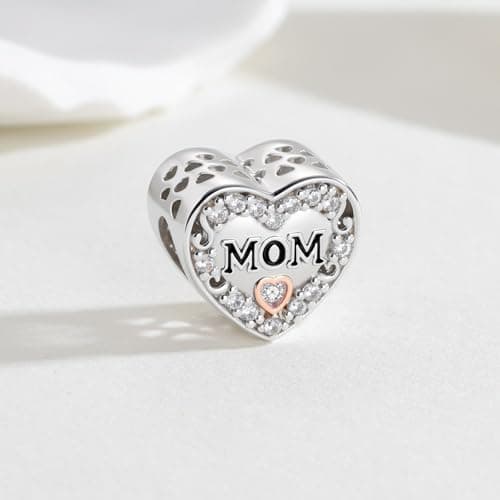 Detalle de BOIGEGU Amor Charms de plata de ley 925 con circonita cúbica 5A (compatible con europeos)