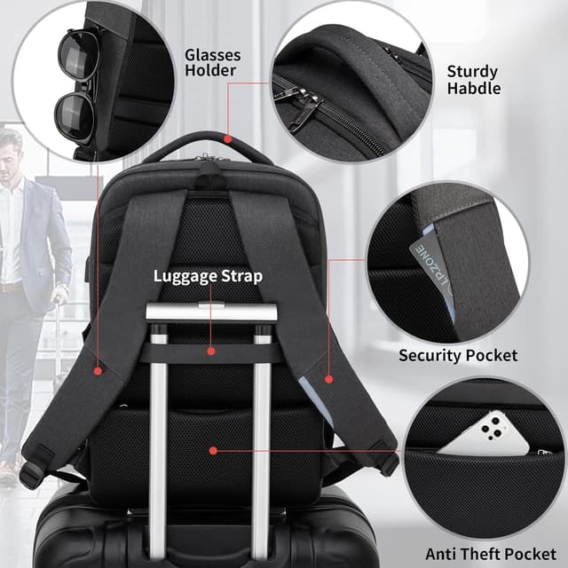 Thumbnail 4 de DUSLANG 17 Inch Laptop Backpack USB Charging Port