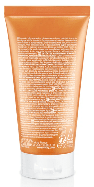 Detalle 2 de Vichy Capital Soleil Crema Rostro Tacto Seco con color SPF50, 2x50 ml