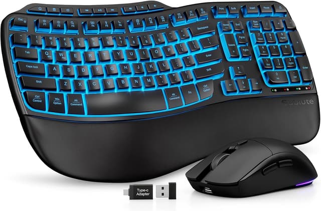 Detalle de SABLUTE Ergonomic Wireless Keyboard and Mouse 4000mAh ⌨