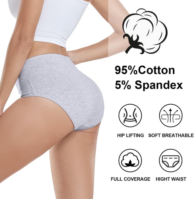 Detalle de Coskefy 5 Pack Cotton High Waisted Briefs