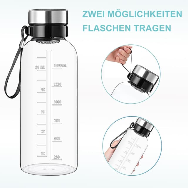 Detalle 1 de RNCKUUE 2 Liter Glasflasche für Wasser