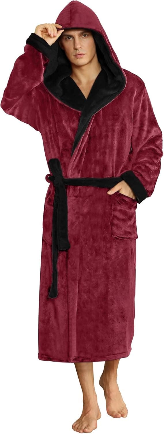 Thumbnail 6 de U2SKIIN Men’s Hooded Fleece Dressing Gown Plush Bathrobe
