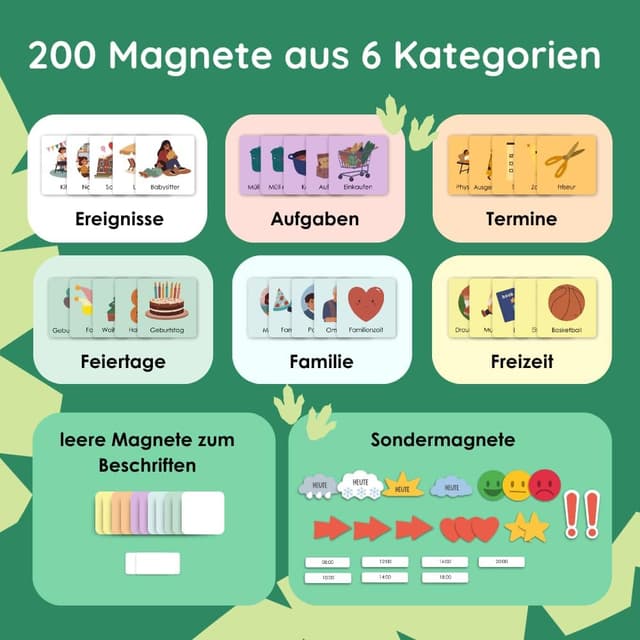 Detalle 2 de Rabano Art Wochenplaner für Kinder 200 Magnete 🧲