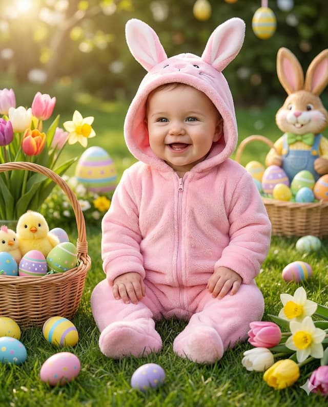 Thumbnail 1 de JiAmy tutina in pile con cappuccio e cerniera per neonati