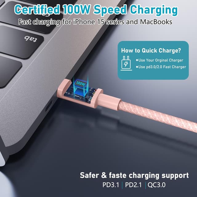 Detalle de TIGOJH USB-C to USB-C cable 100W, 2m