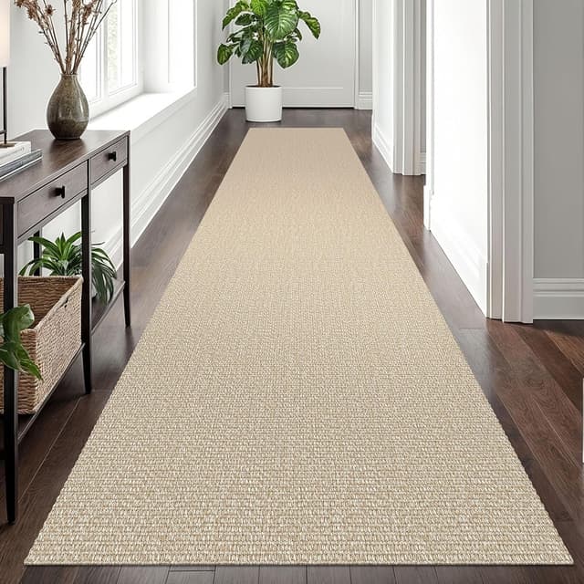 Detalle 2 de EARTHALL Long Runner Rug, 3x12 Ft Non-Slip Braided Hallway Runner (Sand/Beige)