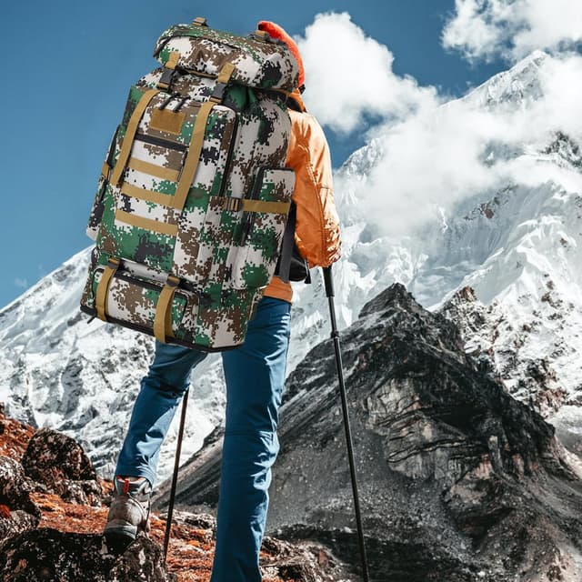 Detalle de Astis 80+20L Wandern & Camping Rucksack (100L) – wasserdicht, ohne Innengestell