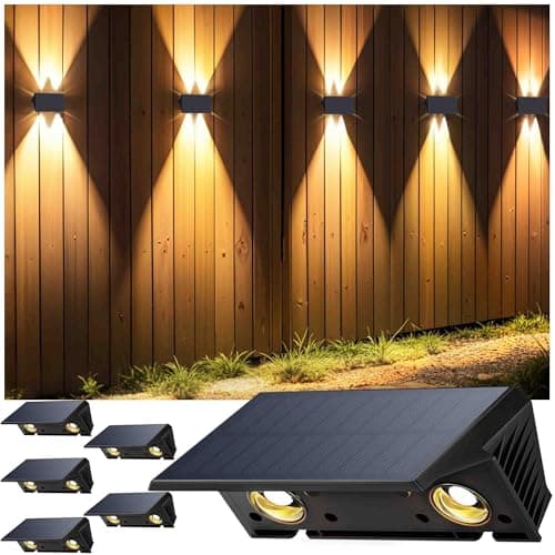 Detalle de Aplique solar exterior IIRARA arriba y abajo con 4 LED, IP67 y 3 modos (lámpara inalámbrica para jardín/patio)