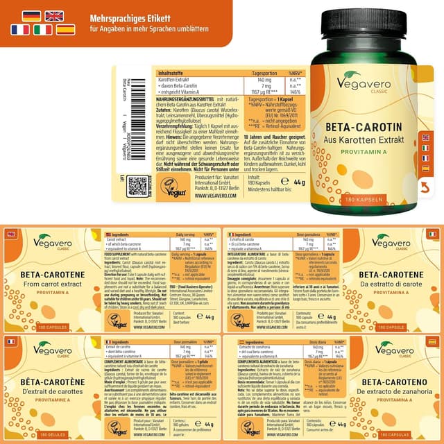 Thumbnail 6 de Vegavero Beta Carotin Kapseln 180 Stück 💊