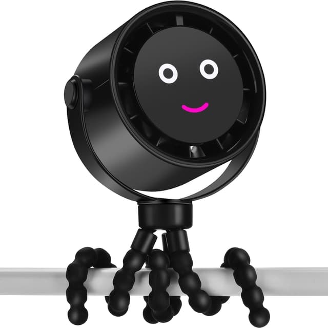 Detalle de Tragbarer Kinderwagenventilator mit 5.000 mAh Akku, LCD-Display und 360°-Drehung (5 Geschwindigkeiten)