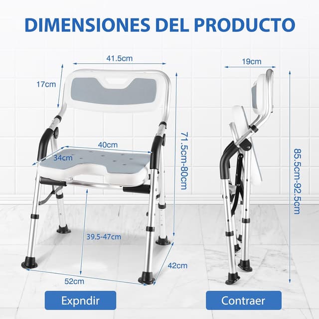 Thumbnail 2 de DEWEL Silla Ducha plegable 150 kg Gris