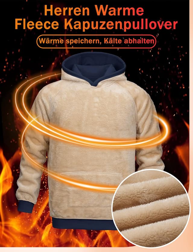 Thumbnail 2 de TACVASEN Herren Hoodie Sherpa Gefüttert