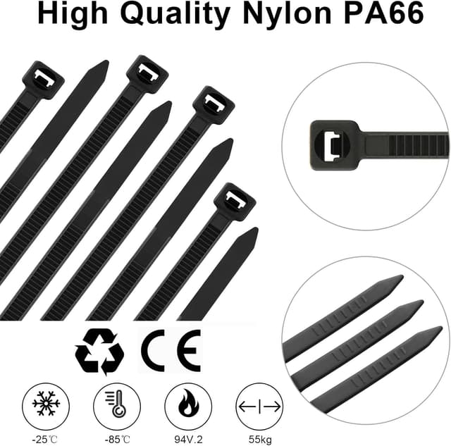 Detalle de Viuxule heavy duty cable ties 250mm x 7.6mm