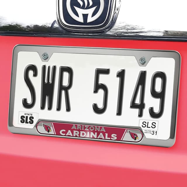 Detalle de FANMATS NFL Embossed License Plate Frame (Stainless Steel) with Team Logo Inserts