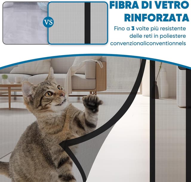 Detalle 2 de Sekey zanzariera magnetica per porte anti-gatto con apertura laterale 130x230 cm, colore nero