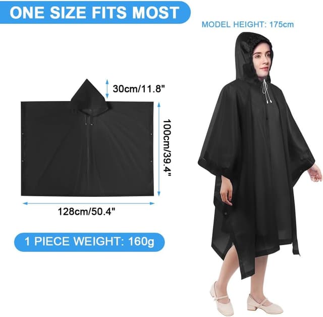 Detalle 2 de flintronic Poncho de pluie adulte en EVA imperméable avec capuche (unisexe)