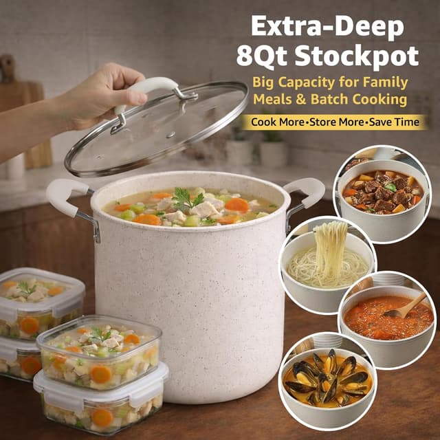 Thumbnail 2 de Bazova 24-Piece Ceramic Cookware Set 8QT