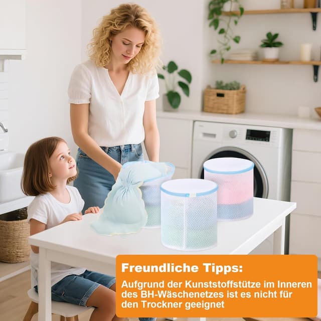 Thumbnail 6 de Dntorx 3er-Set BH-Waschbeutel mit verstecktem Reißverschluss (18 x 18 x 20 cm), Wäschenetz für BHs, Unterwäsche & Socken – blau