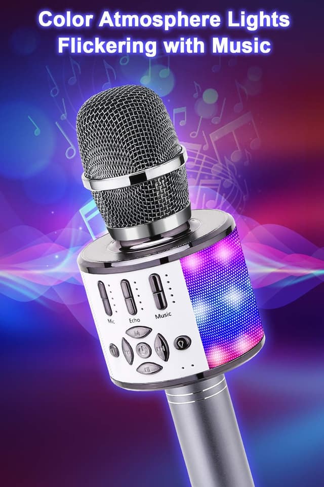 Detalle 2 de BONAOK Bluetooth-Mikrofon fĂŒr Kinder mit LED đ€