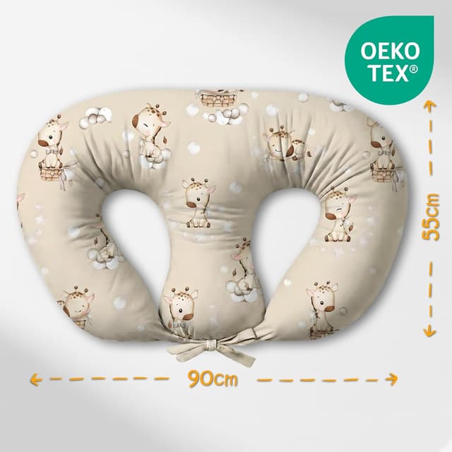 Detalle de Coussin d’allaitement Jumeaux Twins 90x50 cm Oreiller maternité XXL ergonomique Oeko-Tex Girafes