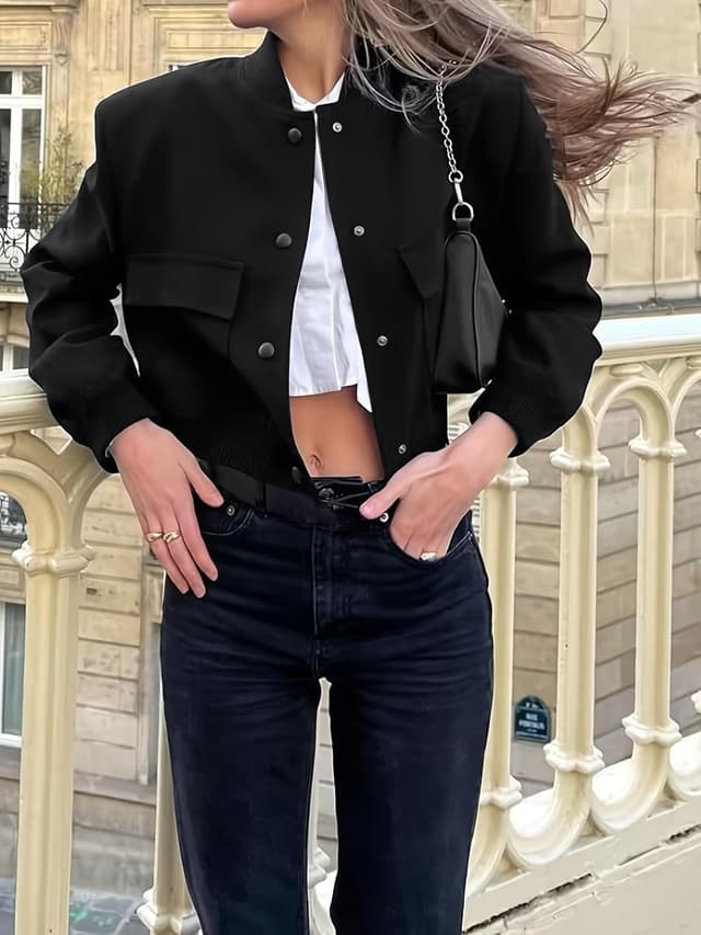 Detalle de Zeagoo Women Bomber Jacket Varsity Light