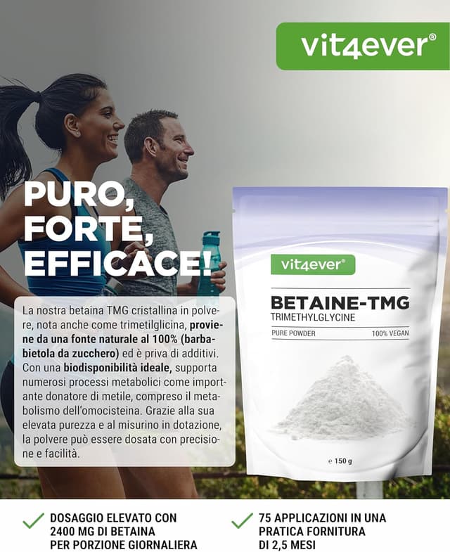 Detalle de Betaina Trimetilglicina 99% in polvere Purezza 99% (150 g) – Vegana