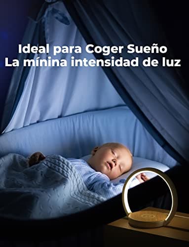 Thumbnail 6 de VOSFEEL lámpara de mesita de noche táctil con regulador en 3 niveles y cargador inalámbrico