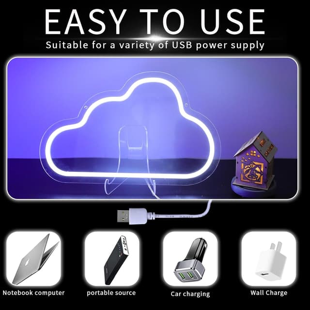 Detalle 1 de DWOOKE Wolken-LED-Neonlicht Tafel für Notizen