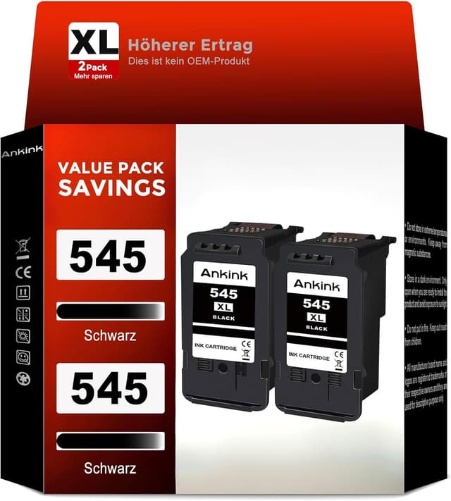 Detalle de ANKINK Kompatibel Tintenpatrone PG 545XL 2er Pack