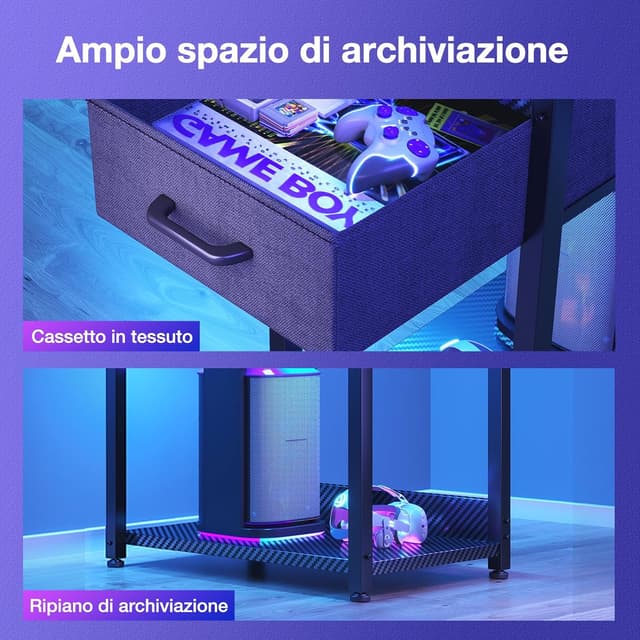 Thumbnail 5 de Coleshome Scrivania Gaming 138×48cm con LED