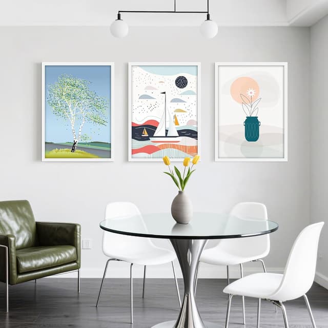 Detalle 2 de Tinkeps 3er Pack Bilderrahmen 50x70 cm in Weiß (Holzwerkstoff) mit Acrylglasscheibe