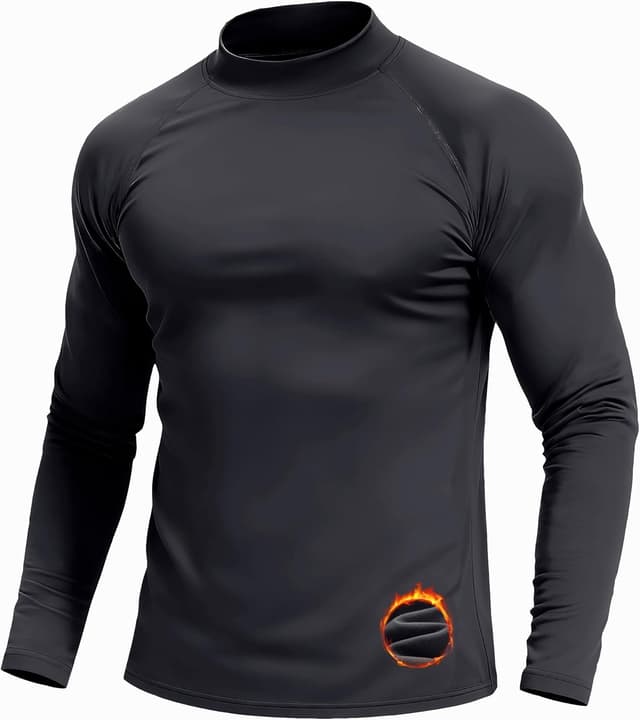 Detalle de Cavva men’s thermal shirt mock turtleneck long sleeve micro fleece base layer