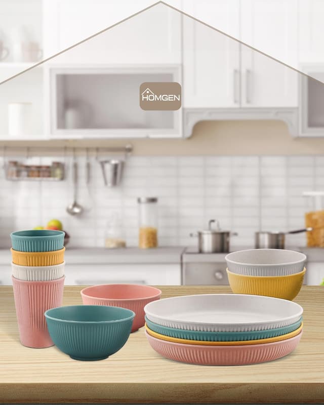 Thumbnail 6 de HOMGEN 12Pcs Plastic Plates and Bowls set — reusable party crockery 🍽