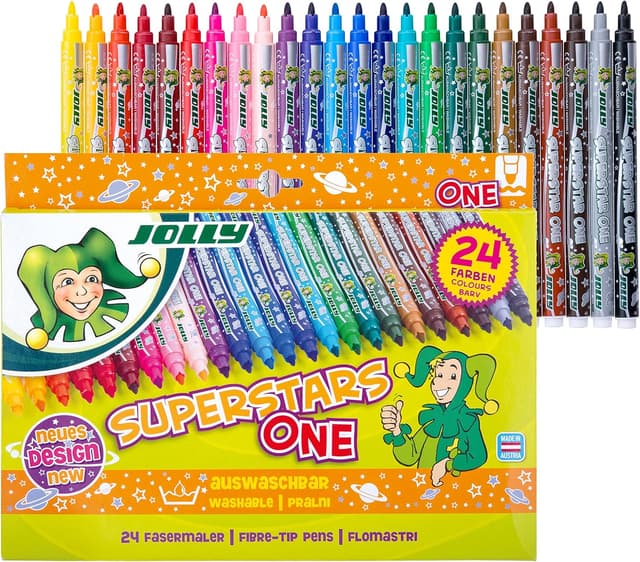 Detalle de JOLLY Superstar ONE Fasermaler 24er-Pack (4445-0030) – auswaschbare Filzstifte für Kinder