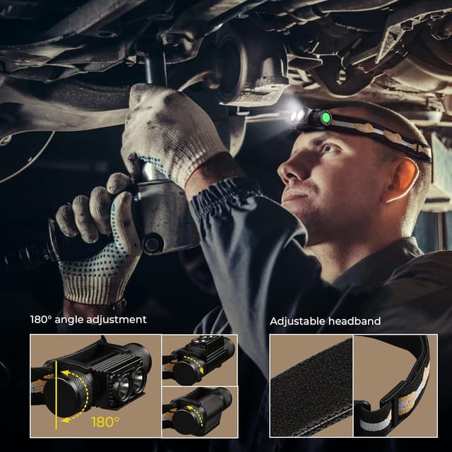 Detalle de weneasker D25LR : lampe frontale LED rechargeable USB-C avec lumière rouge 660 nm