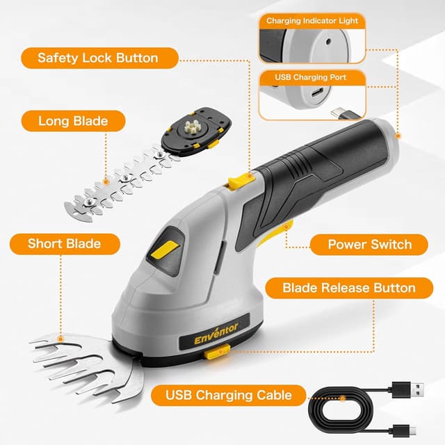 Detalle 2 de Enventor 2-in-1 cordless hedge trimmer 2000mAh