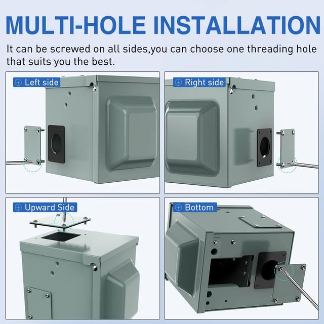 Detalle de Nilight 50AMP RV EV Power Outlet Box (NEMA 14-50R, 125/250V) Lockable, Waterproof Enclosed Receptacle