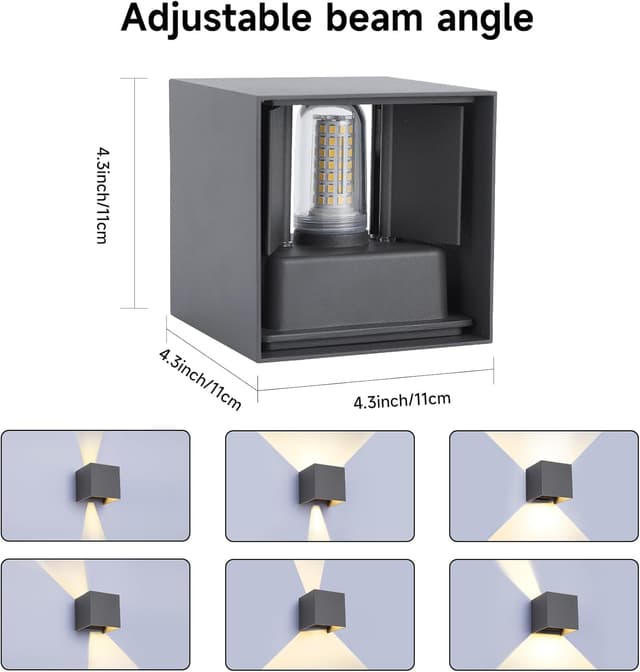 Detalle de Wisdom Line applique LED da esterno/interno IP65 2 pezzi, 9W 4000K bianco freddo, G9 (grigio scuro) per giardino e ingresso