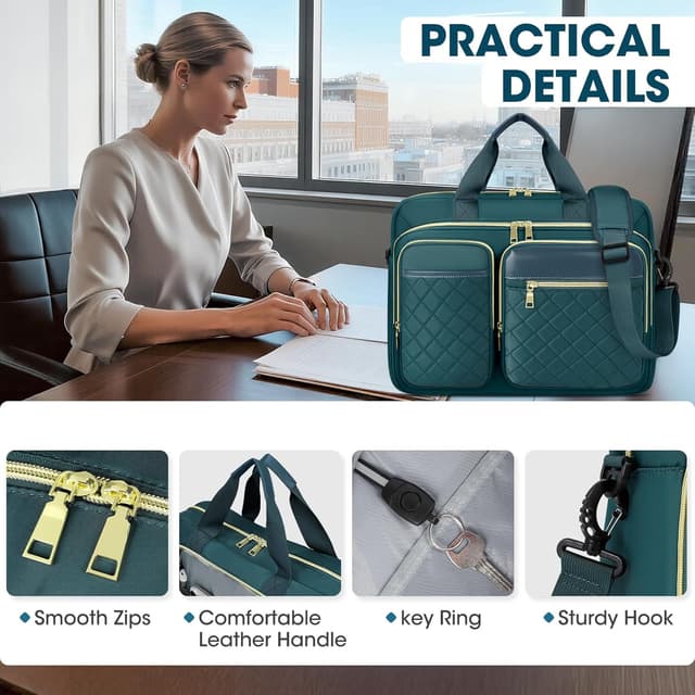 Thumbnail 4 de RAINSMORE Laptoptasche 17,3 Zoll für Damen – wasserdichte Notebook-Umhängetasche mit TSA-konformem Design