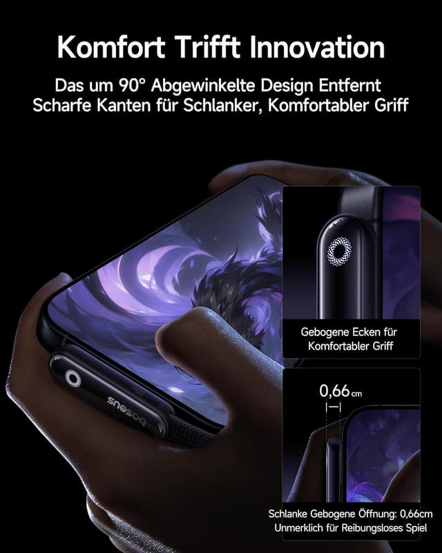 Detalle de Baseus USB‑C auf USB‑C Kabel 90 Grad, 2 m, 100 W mit Ring-Umgebungslicht