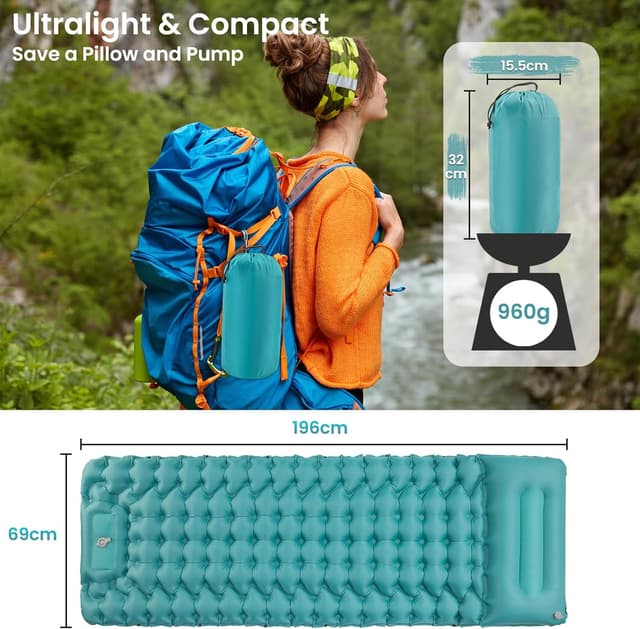 Detalle 2 de Satisure Camping Isomatte wasserdicht mit 50 Sekunden Pumpe