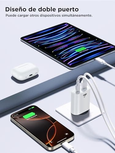 Thumbnail 6 de Aioneus Cargador USB 20W con USB‑C y USB‑A (PD + QC) para iPhone, iPad y móviles Samsung