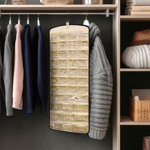 Thumbnail 6 de Kisvic organizador de joyas colgante doble cara con gancho de metal y giro 360°